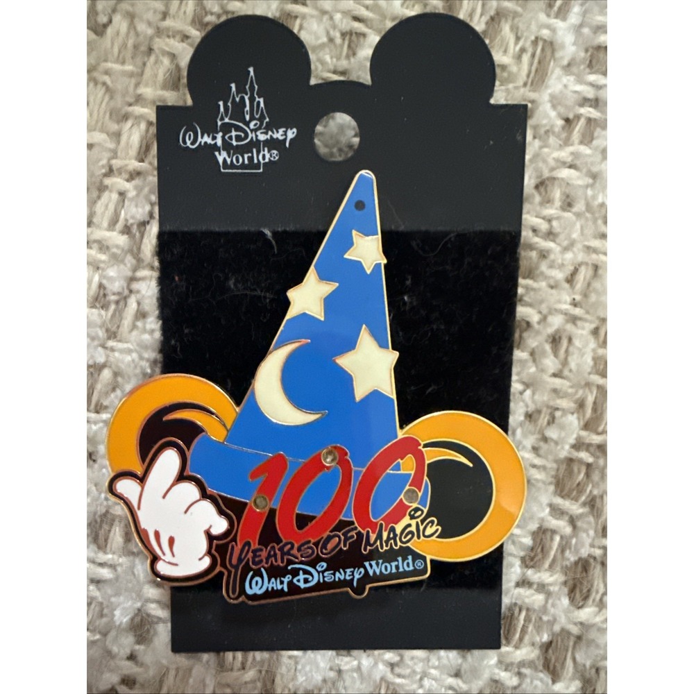 100 Years of Magic Mickey Mouse Sorcerers Hat Disney Pin 6372 Stars Glow In Dark